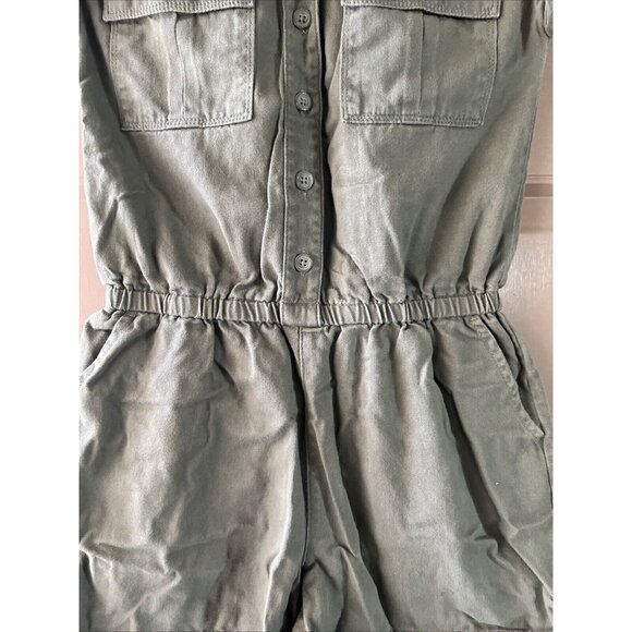 GAP Kids Romper Cotton Lyocell Green Utility Girls Size XL Elastic Waist - Picture 4 of 11